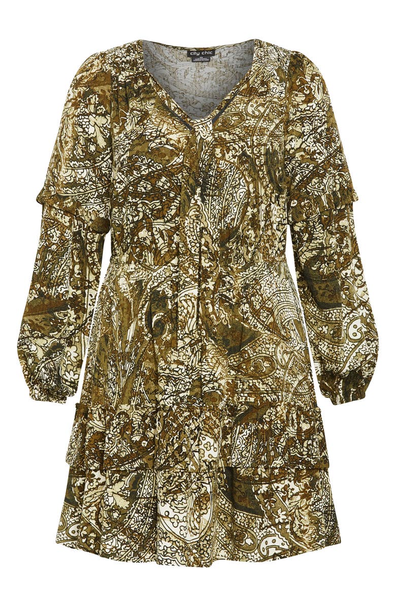 City Chic Nicky Long Sleeve Tiered Dress, Alternate, color, 