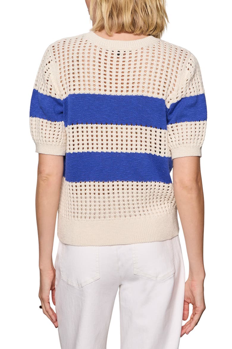 Beachside Openwork Stripe Sweater, Alternate, color, COLLAGEN WHITE/ LUMINOUS BLUE