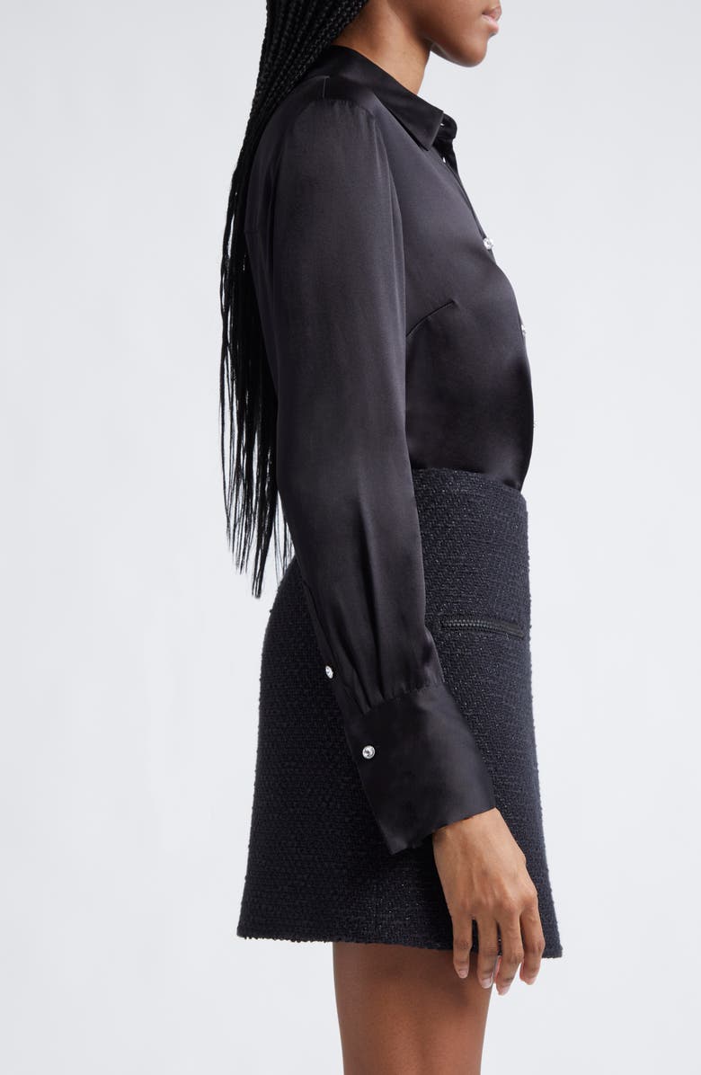 Veronica Beard Monique Silk Blend Button-Up Top, Alternate, color, Black
