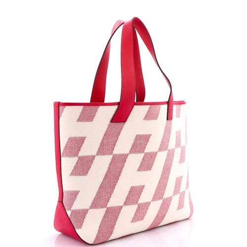 Pre-owned Hermes  Hermes Cabas H En Biais Tote Canvas With Leather 40 In Pink