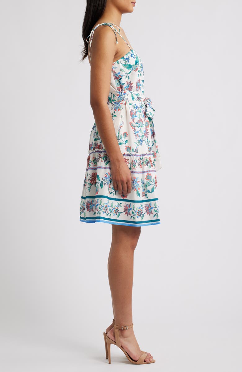 Julia Jordan Floral Border Print Cotton Sundress, Alternate, color, 