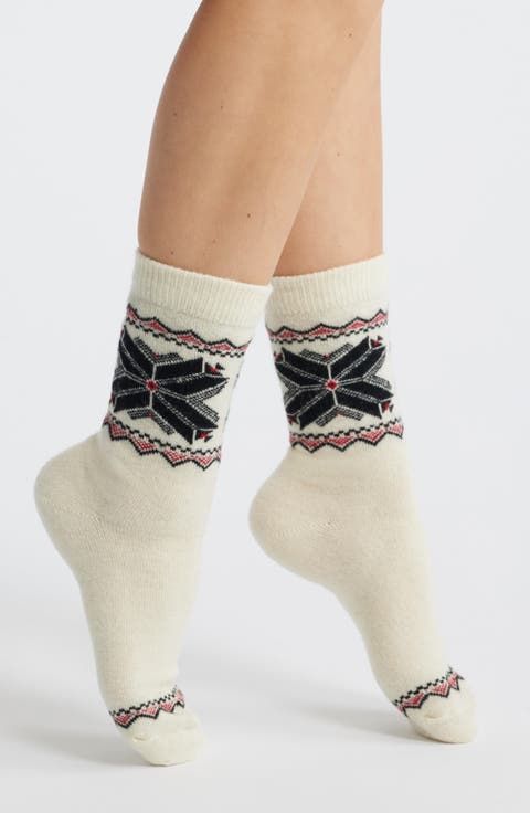 Snowflake Border Crew Socks