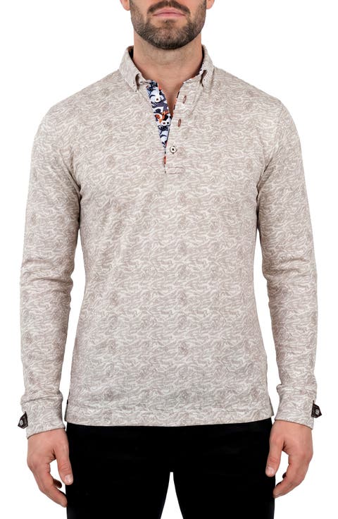 Anima Long Sleeve Print Polo