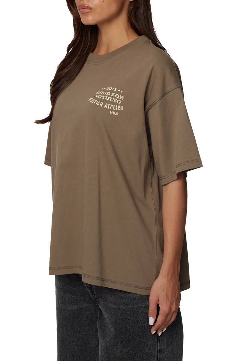 Good For Nothing Oversized Stamp T-Shirt, Alternate, color, Brown