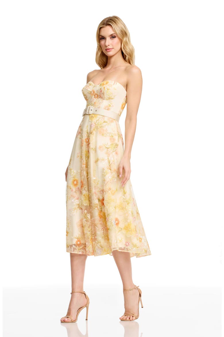 Mabel Strapless Floral Party Dress, Alternate, color, IVORY MULTI
