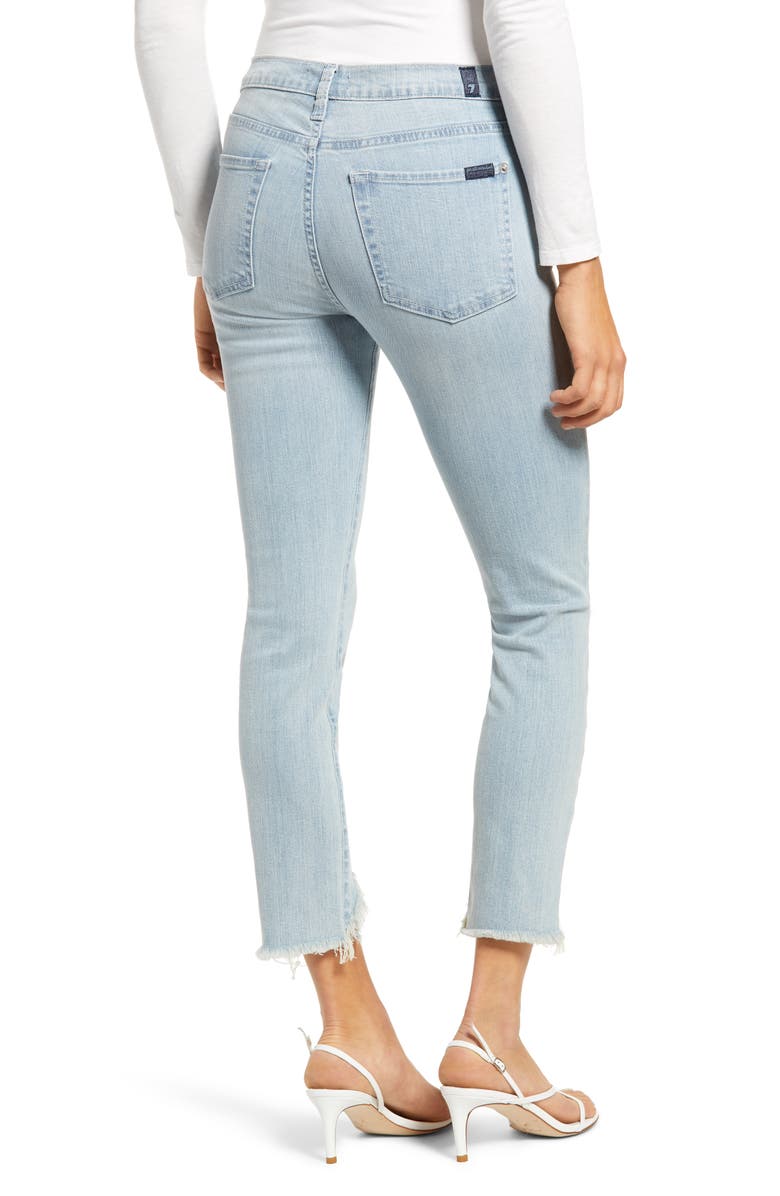 7 For All Mankind Wavy Frayed Hem Ankle Skinny Jeans, Alternate, color,