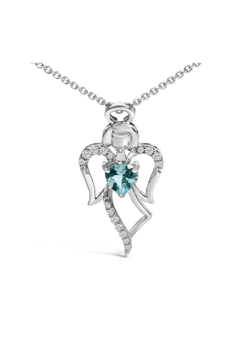 Haus of Brilliance .925 Sterling Silver Created Blue Topaz Angel Pendant Necklace, Alternate, color, White