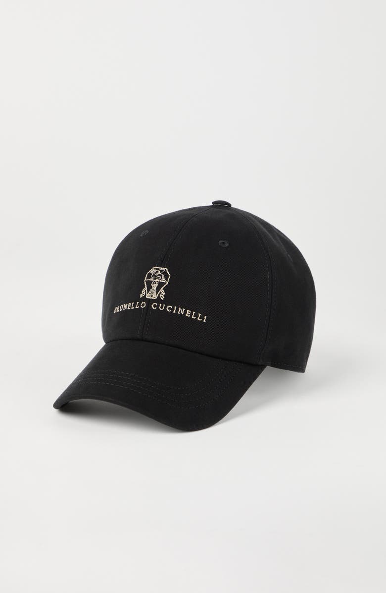 Brunello Cucinelli Baseball cap with embroidery, Alternate, color, Black