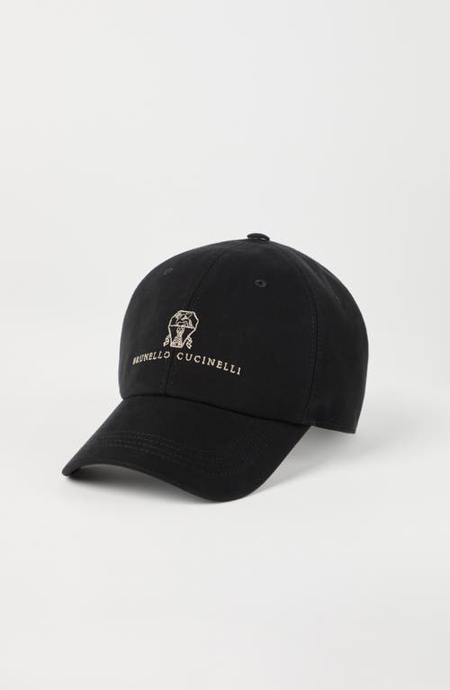 Brunello Cucinelli Logo Suede Baseball Cap In Black