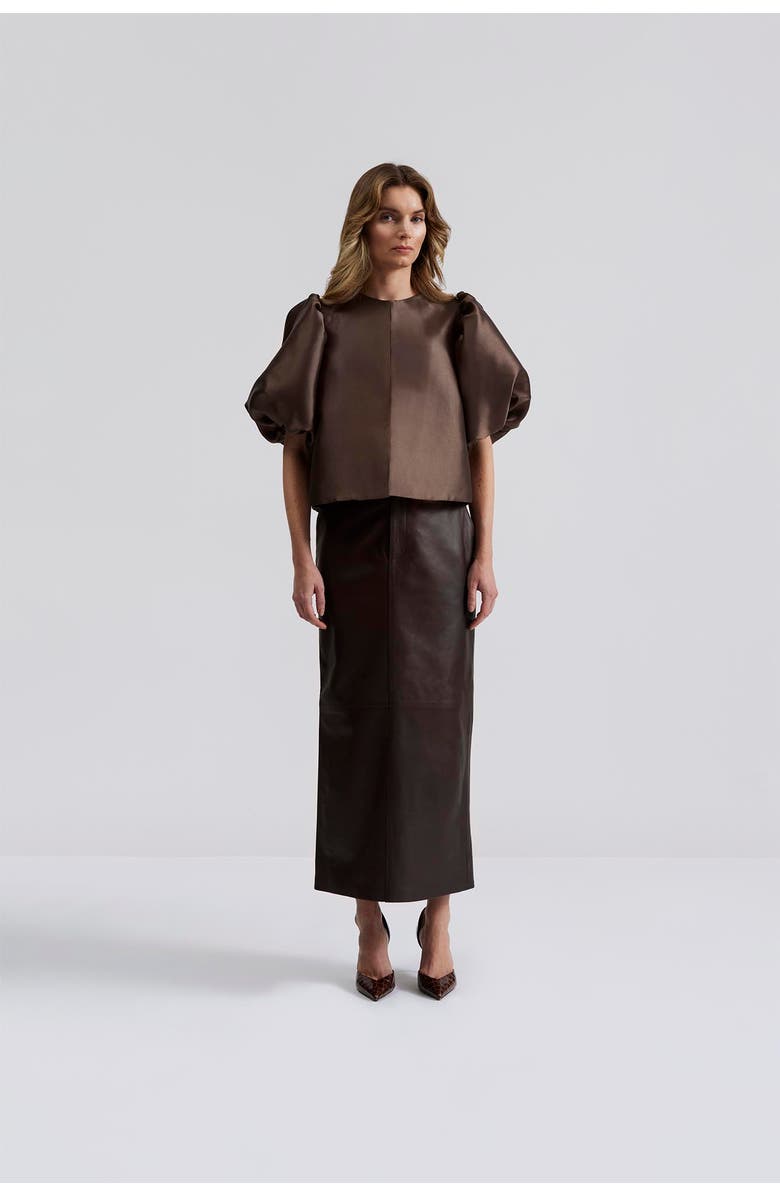 Malina Cleo Pouf Balloon Sleeve Blouse, Alternate, color, Chocolate