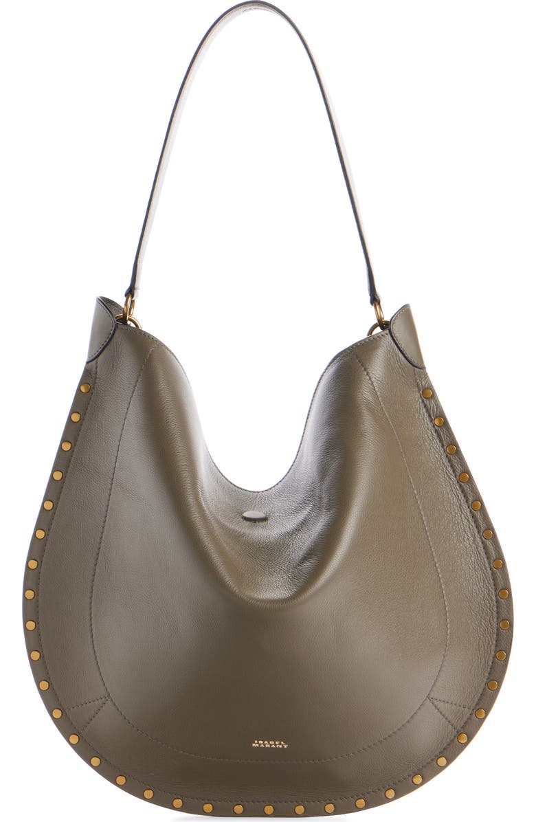 Isabel Marant Oskan Bubble Soft Leather Hobo Bag, Main, color, Khaki