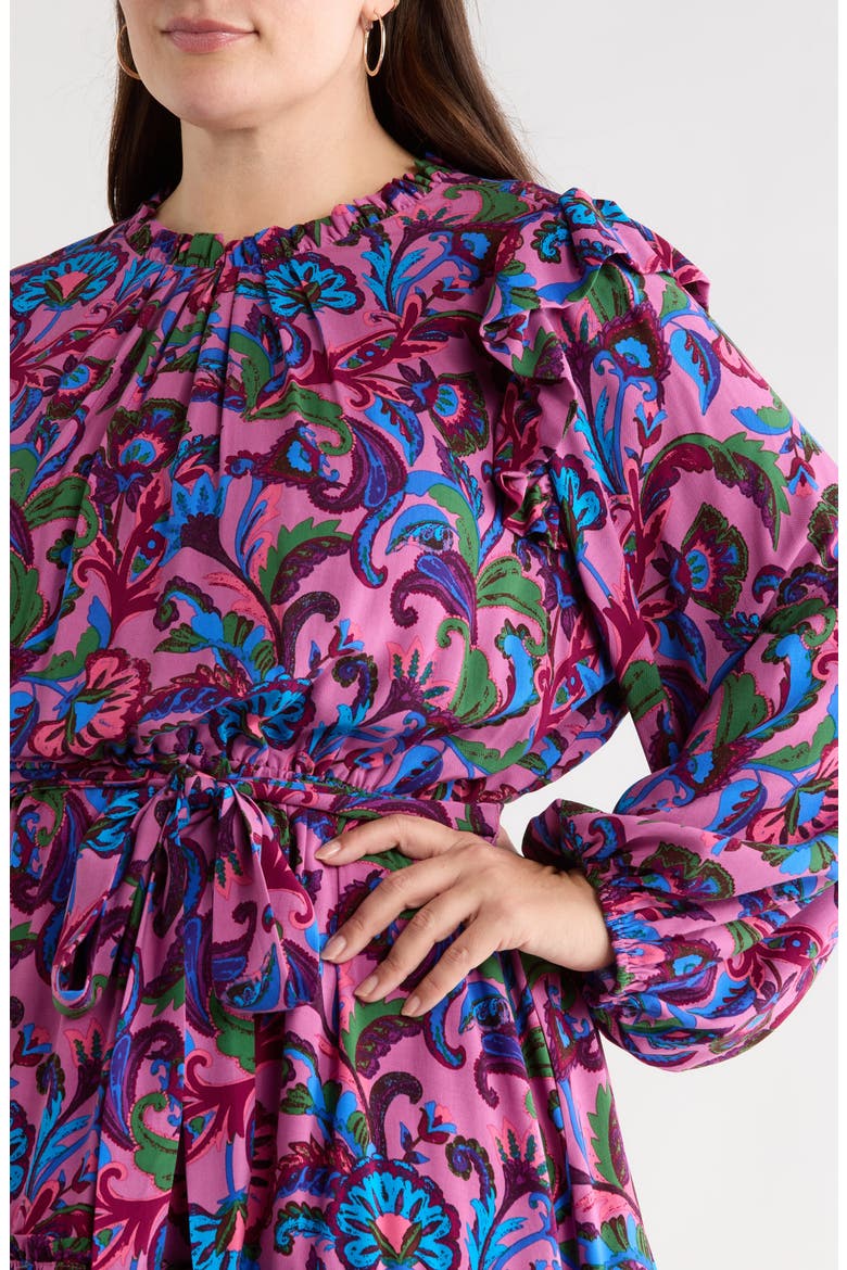 Valier Floral Long Sleeve Dress, Alternate, color, MAUVE-MULTI