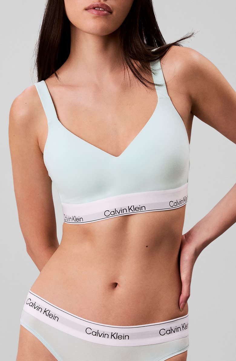 Calvin Klein Icon Cotton Blend Bralette, Main, color, Feel The Mint