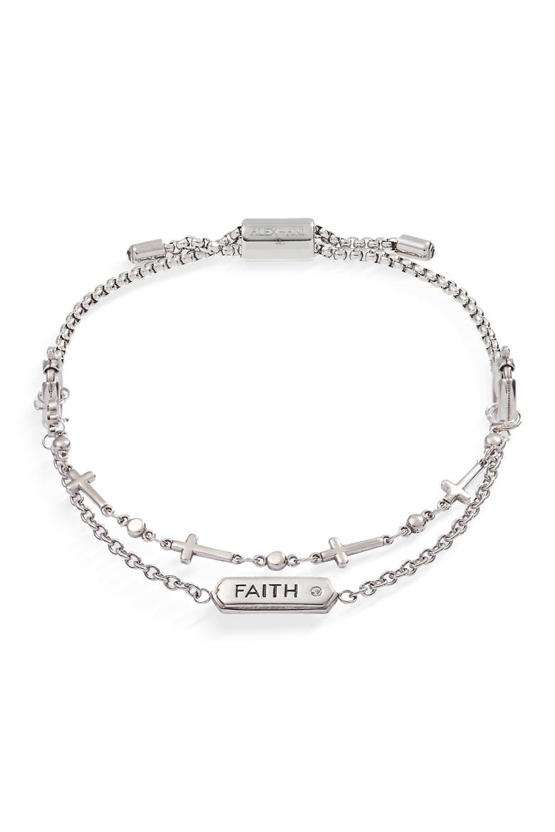 Faith Stranded Bracelet Set, Main, color, Silver