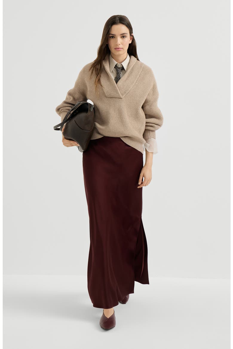 Cashmere English rib sweater with monili, Alternate, color, Cashmere Beige