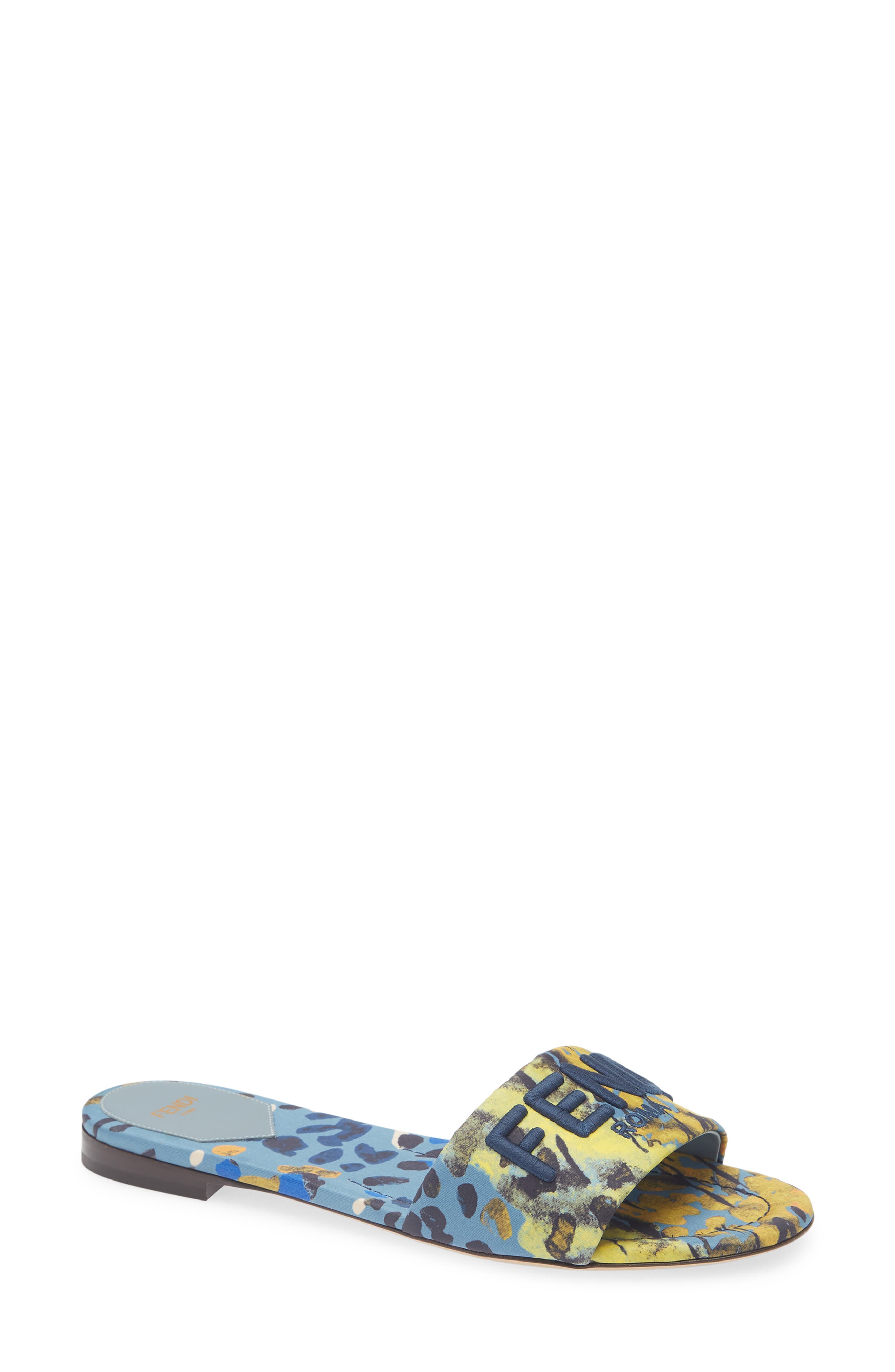 Fendi Signature Slide Sandal, Main, color, Blue