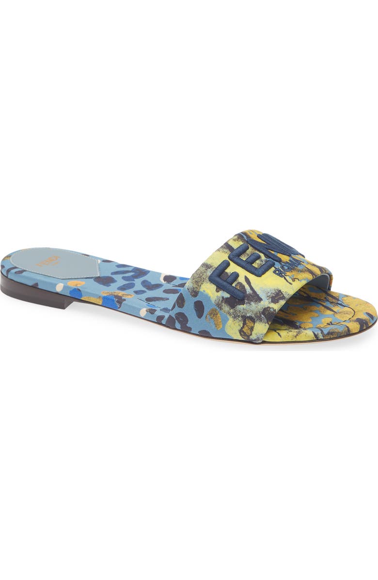 Fendi Signature Slide Sandal, Main, color, Blue