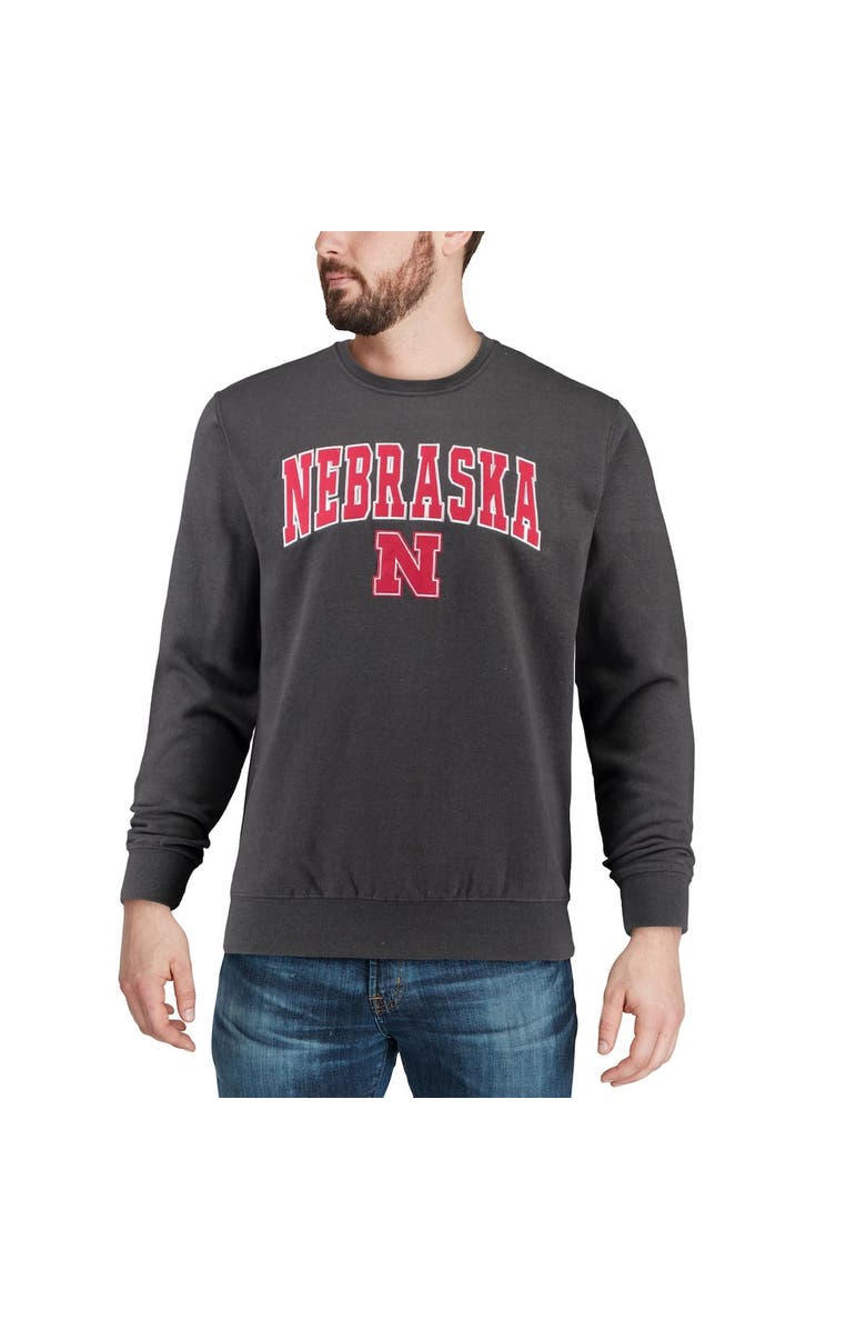 COLOSSEUM Men's Colosseum Charcoal Nebraska Huskers Arch & Logo Crew Neck Sweatshirt, Alternate, color, Charcoal