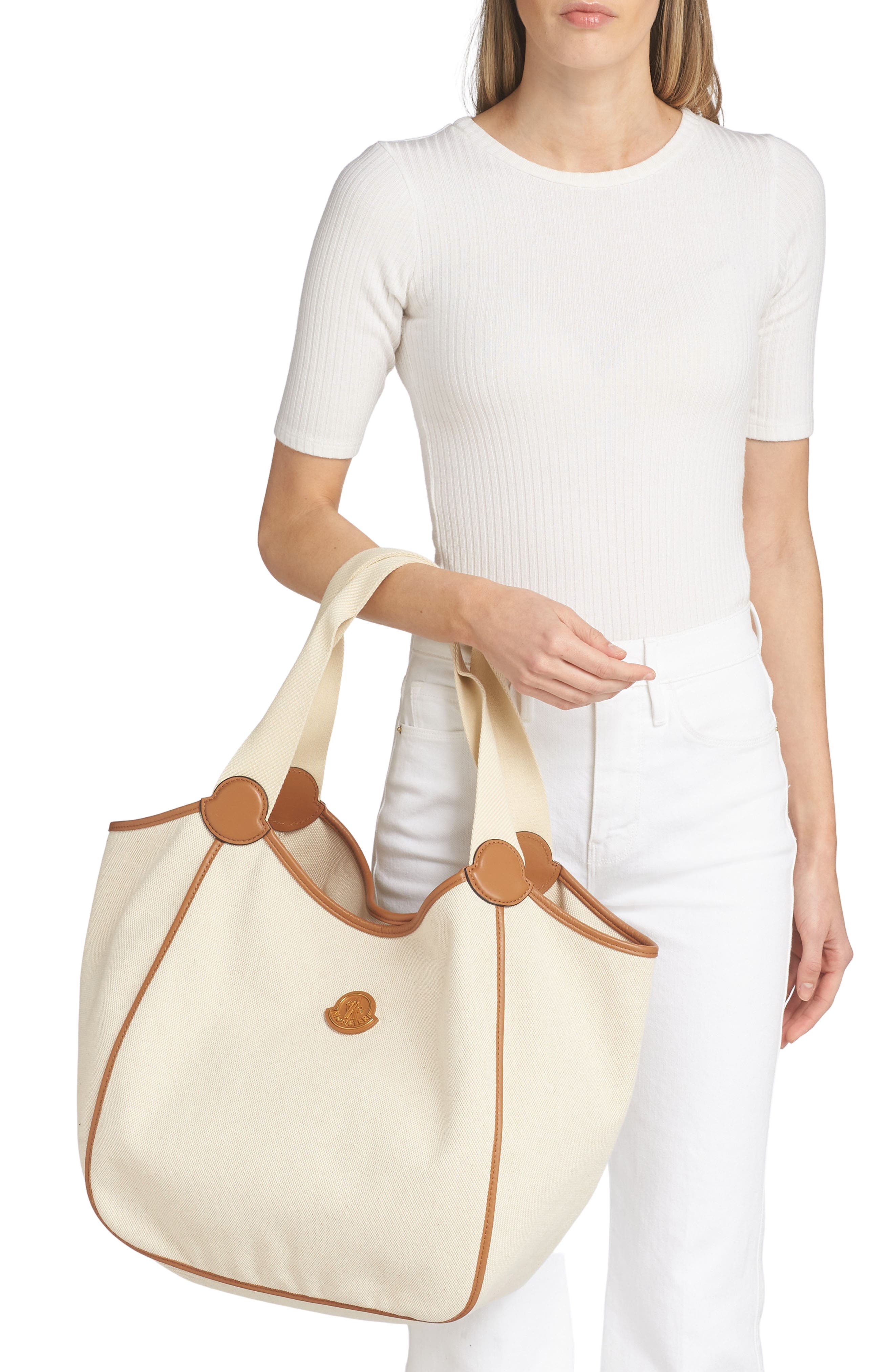 Moncler Nalani Canvas Tote Bag, Alternate, color, 