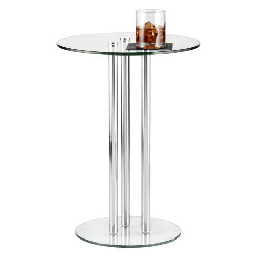 Idesign 16" Milan Glass Steel Drink Table In Silver
