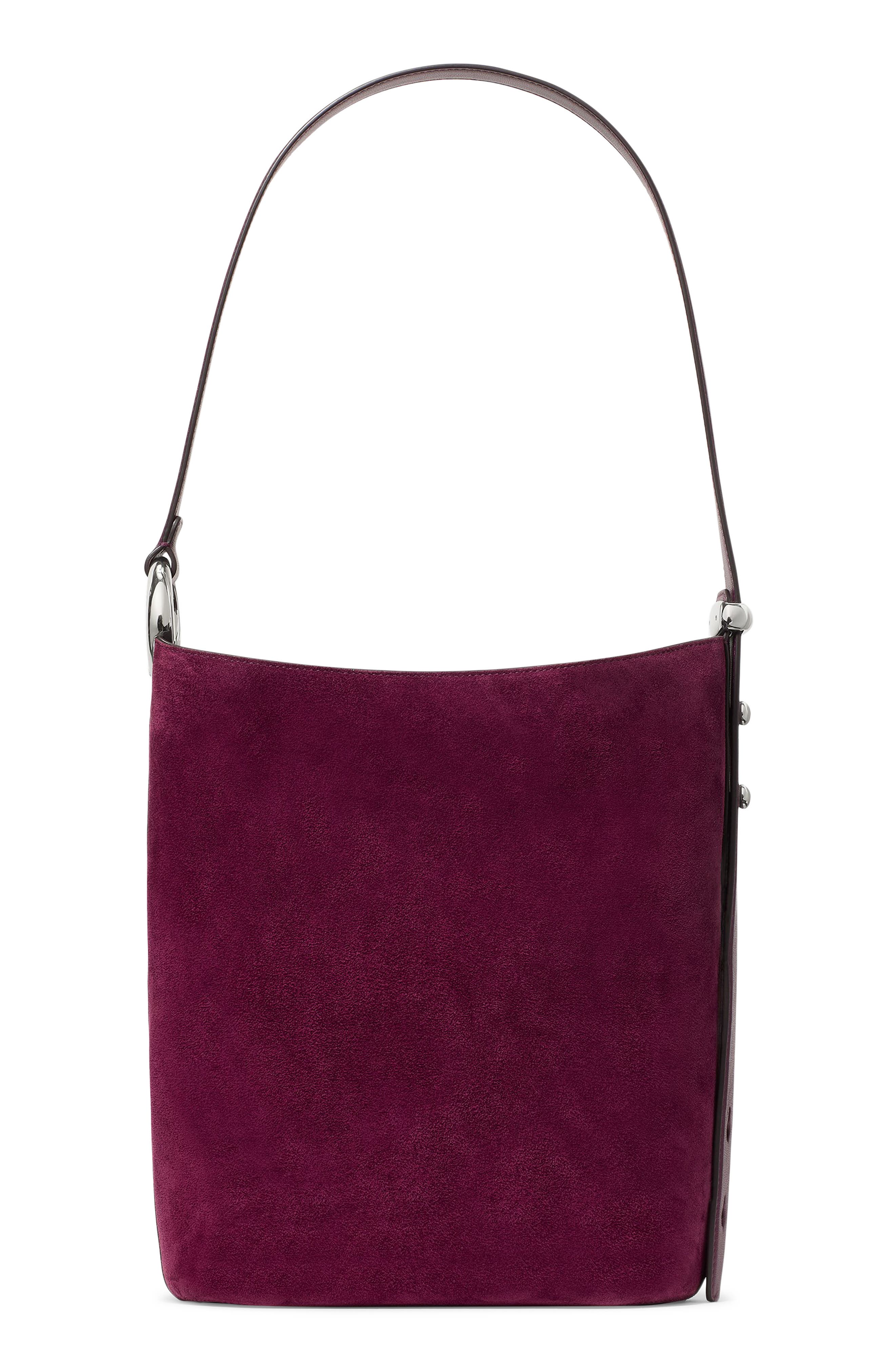 halo suede bucket bag, Alternate, color, PURPLE AGATE