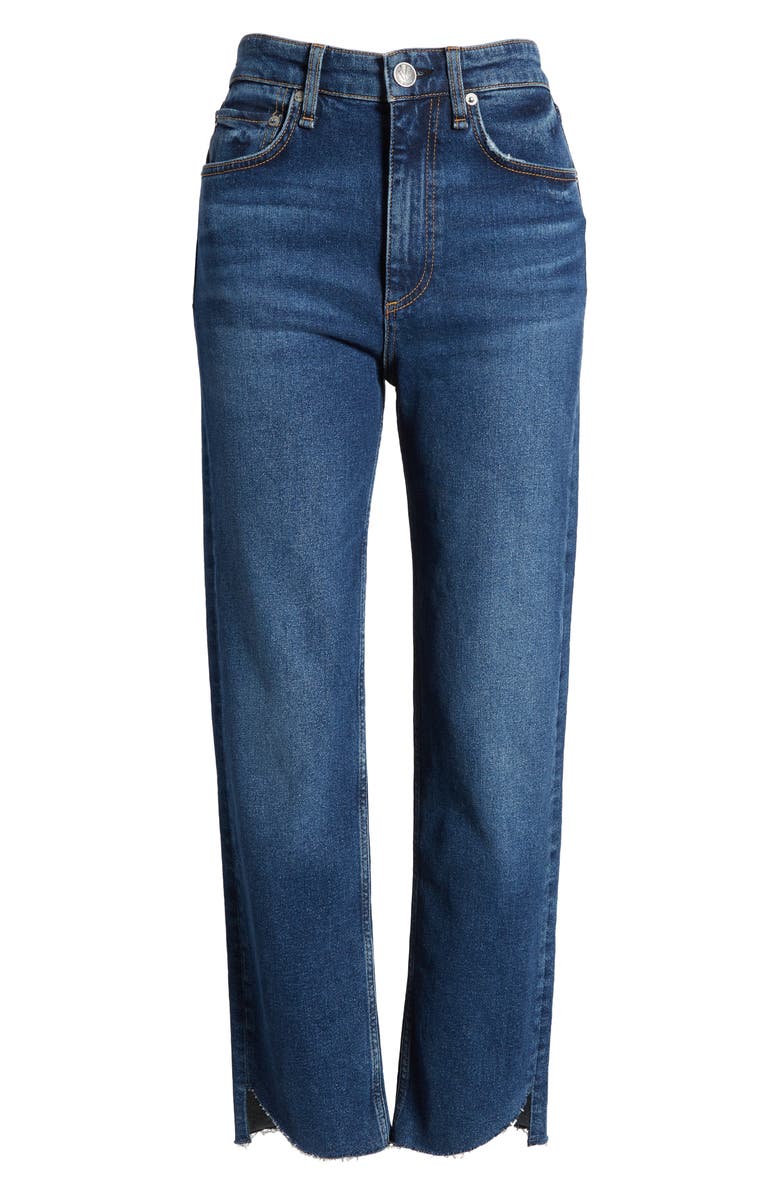 rag & bone Harlow Mid Rise Fray Curve Hem Jeans, Alternate, color, Marine