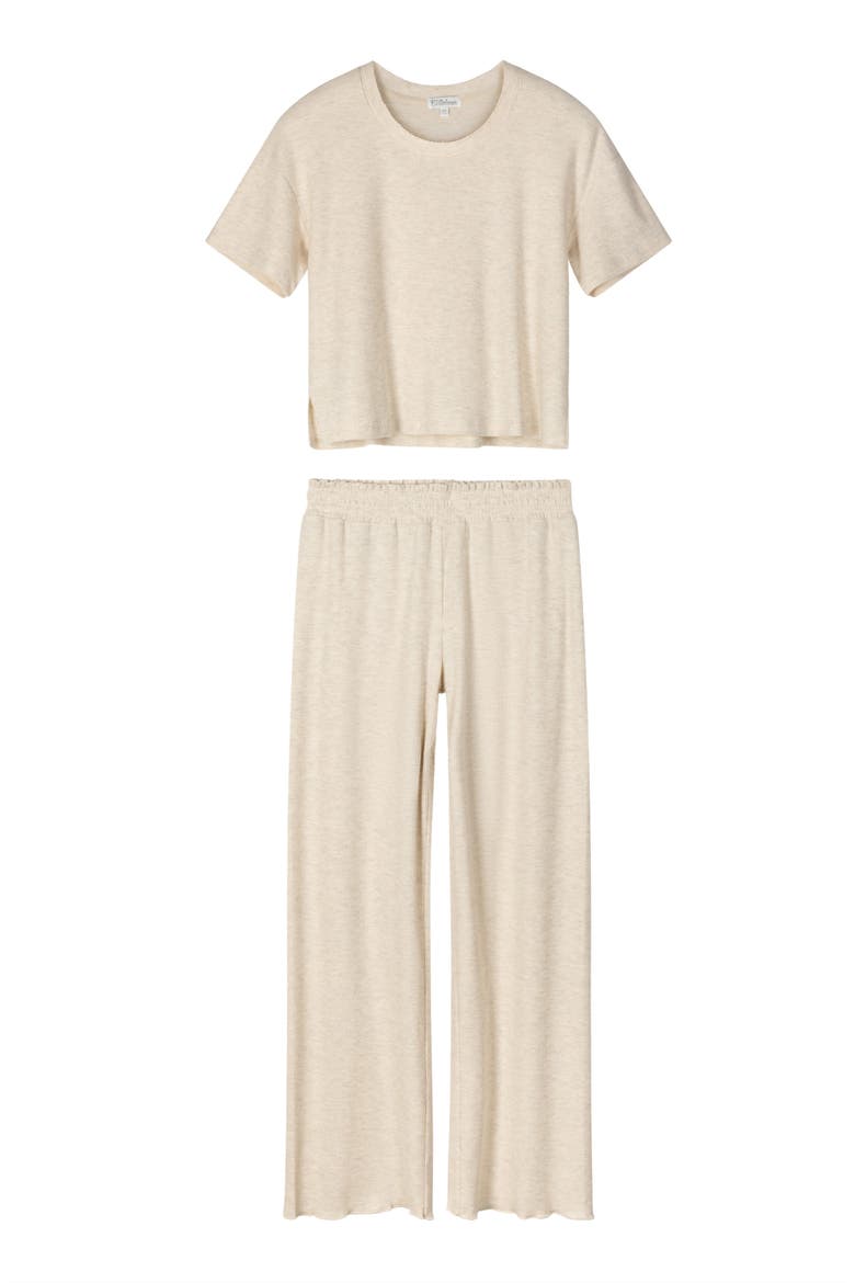 Weekend Waffles Rib Pajamas, Alternate, color, LIGHT OATMEAL