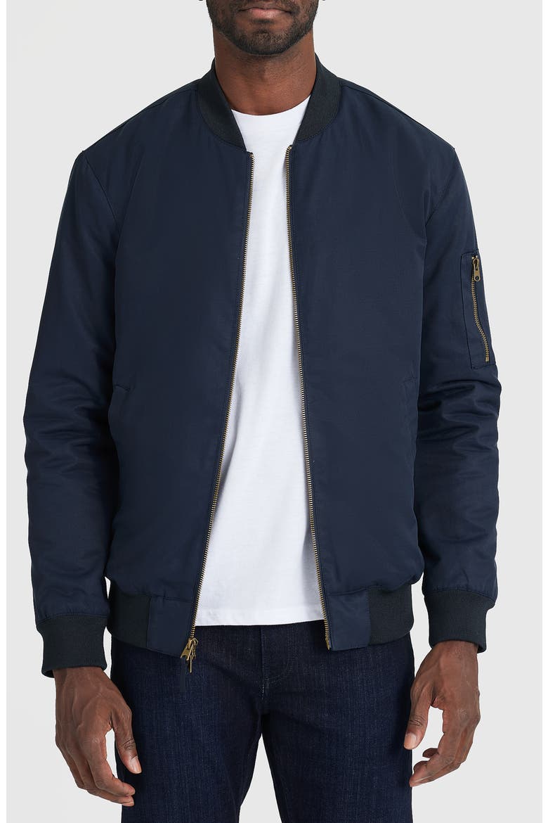 Water Resistant Cotton Blend Bomber Jacket, Main, color, NAVY