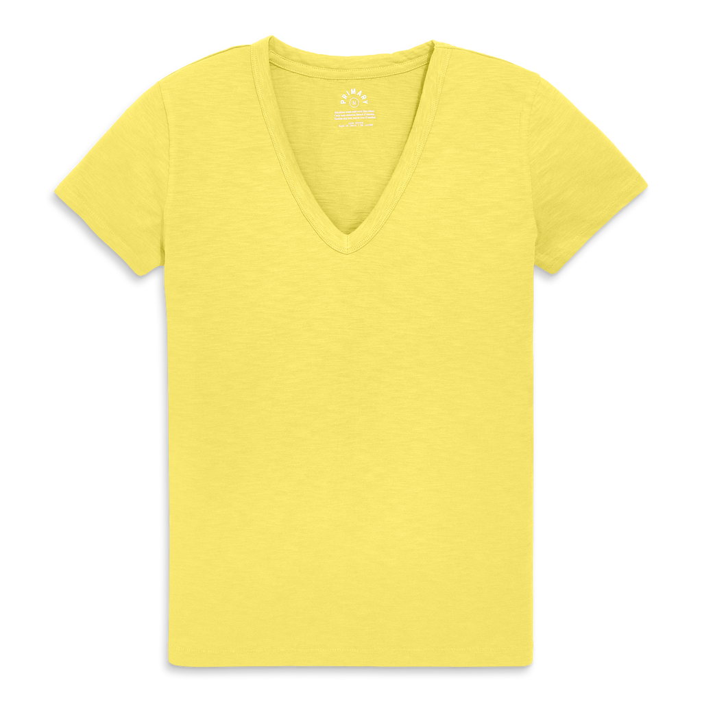 Primary Adult Classic Slub V-neck Tee In Yellow