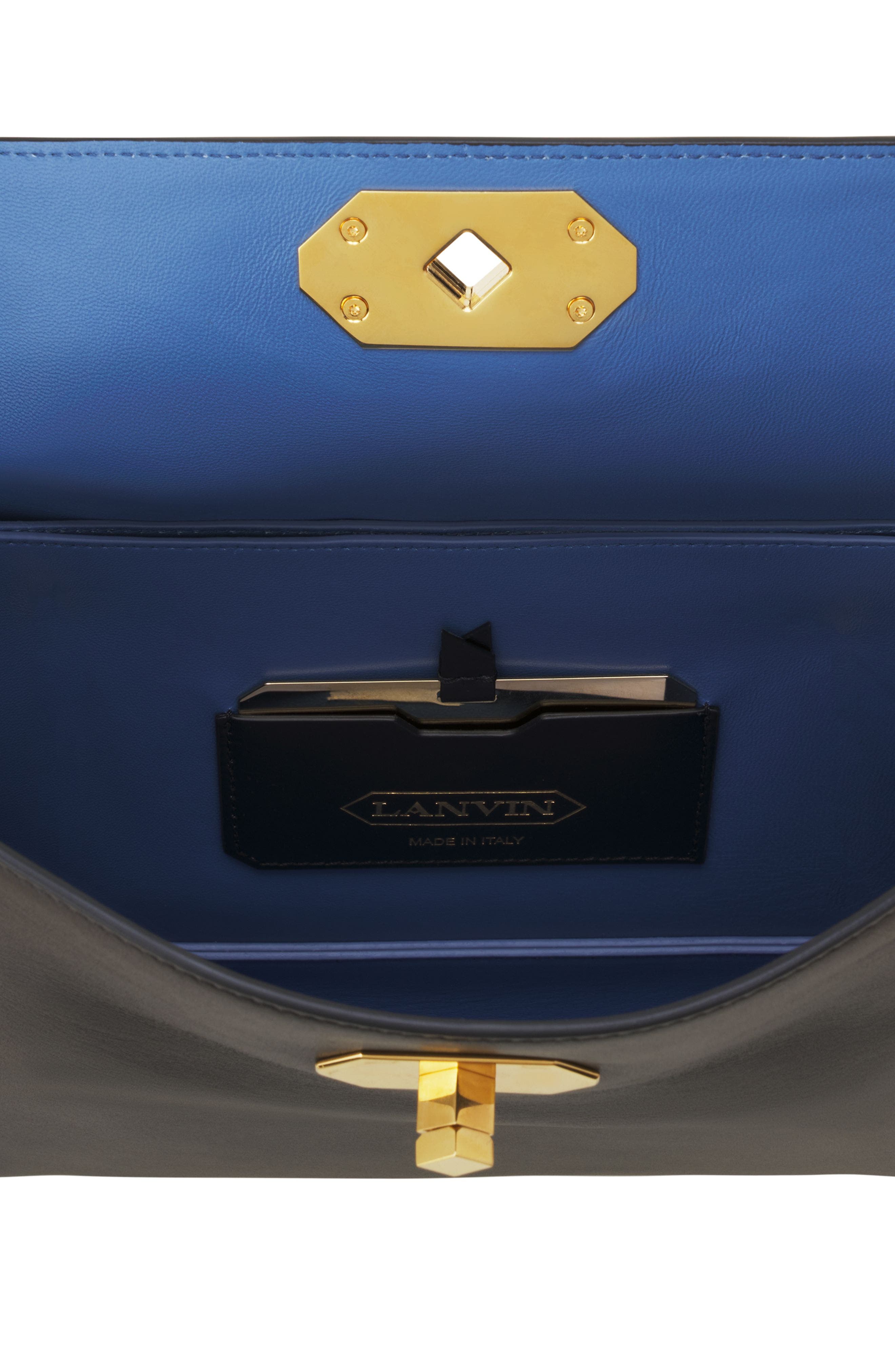 Lanvin Compagnon Asymmetrical Bag In Leather, Alternate, color, Black