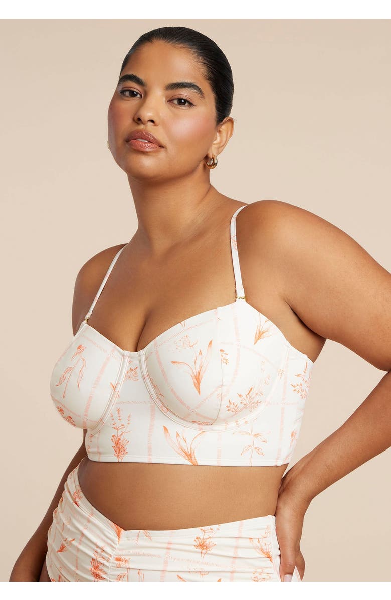 ELOQUII Bustier Swim Top, Main, color, Frames Of Petals