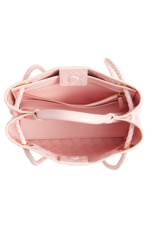 Bottega Veneta Small Andiamo Intrecciato Shoulder Bag In 6863 Rose-muse Brass-rose