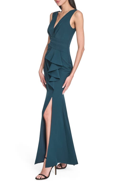 Eliza J Laguna Ruffle Mermaid Gown In Blue