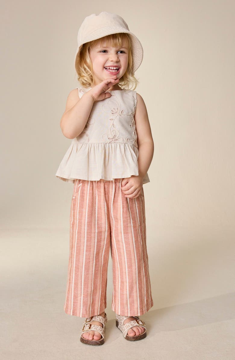 NEXT Kids' Peplum Top & Ditsy Stripe Pants Set, Alternate, color, Neutral