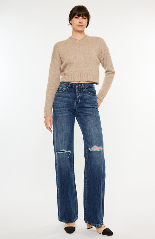 Kancan Montana Ultra High Rise 90's Flare Jeans In Brown
