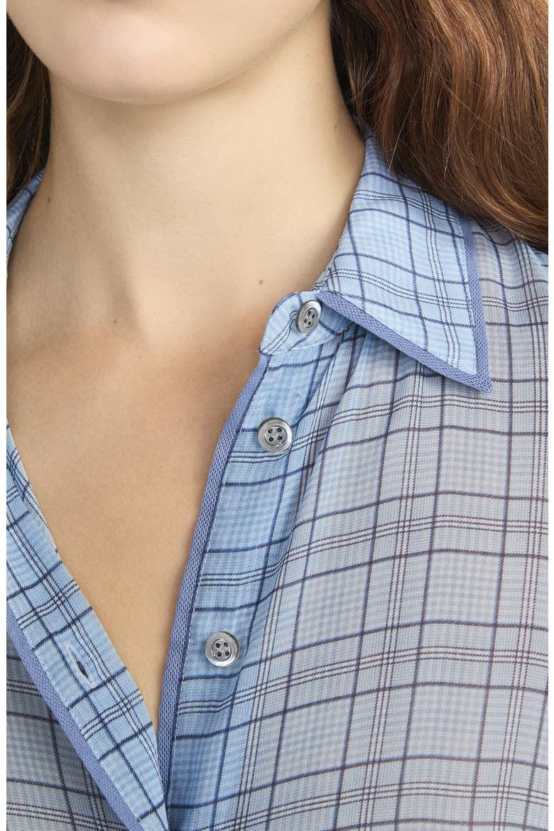 The Essential Plaid Silk Button-Up Shirt, Alternate, color, SKY BLUE MULTI