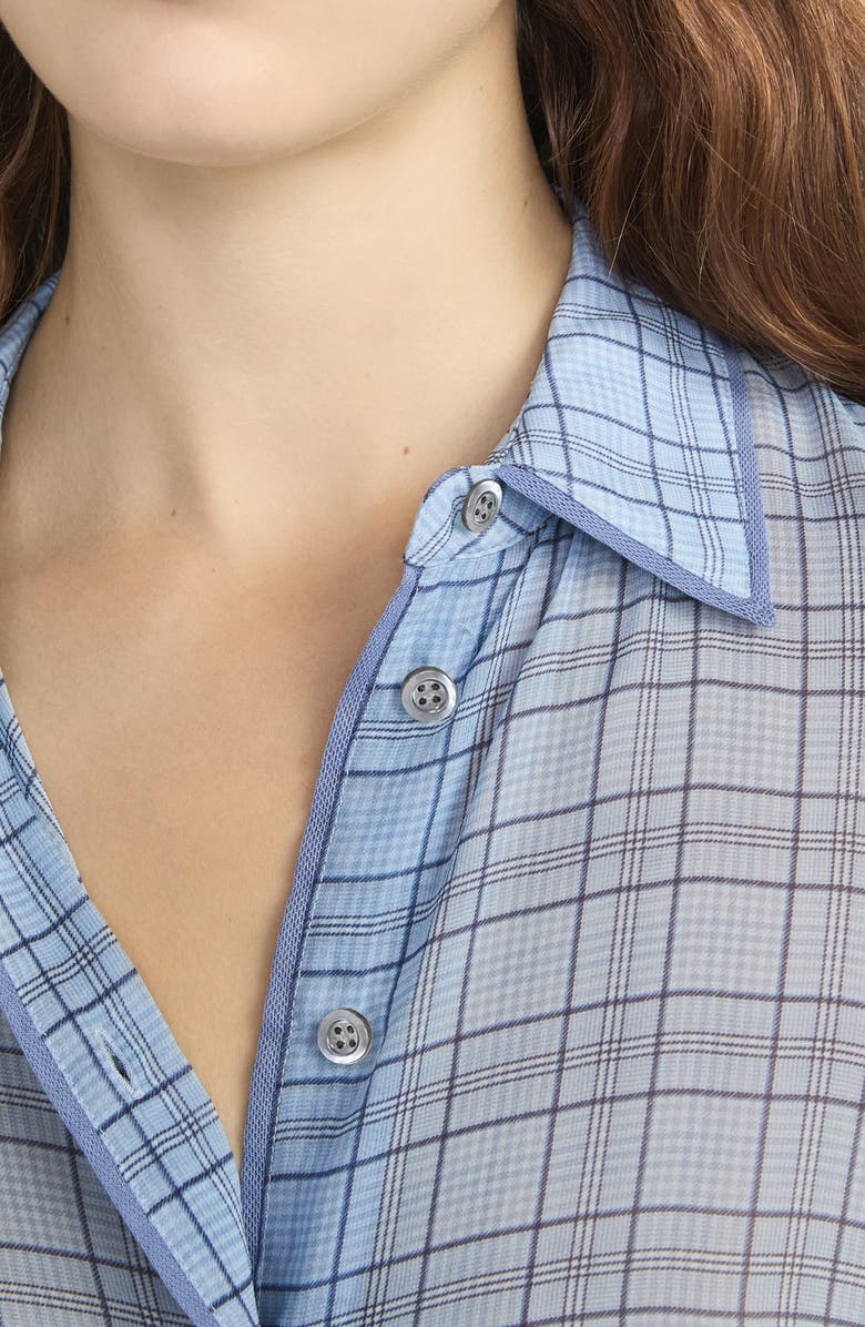 FRAME The Essential Plaid Silk Button-Up Shirt, Alternate, color, Sky Blue Multi