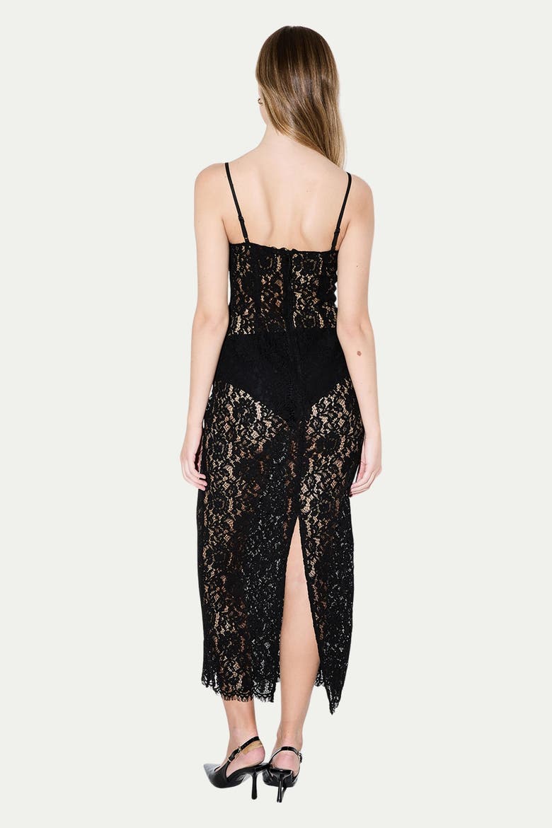 Premium Bustier Corded Lace Midi Dress, Alternate, color, Black