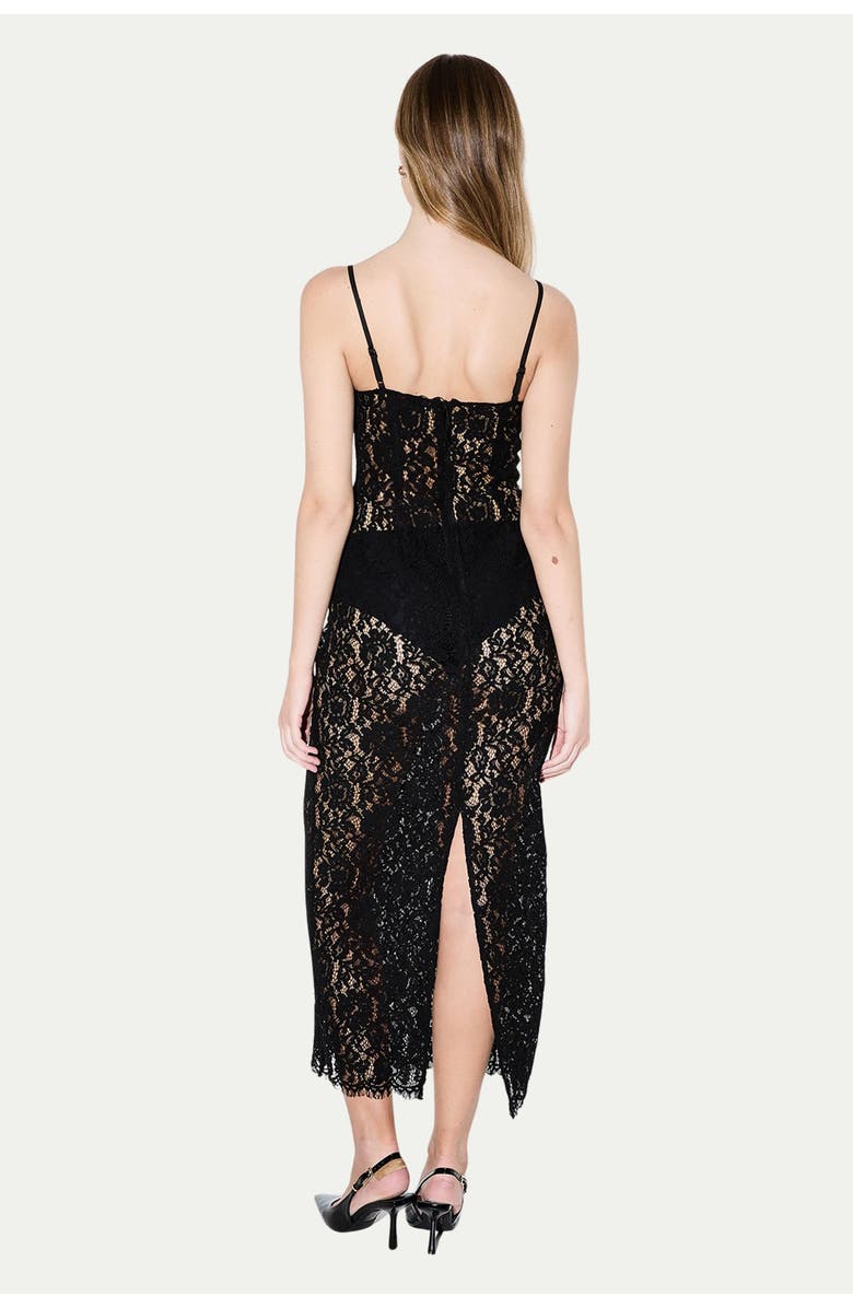 MissPap Premium Bustier Corded Lace Midi Dress, Alternate, color, Black