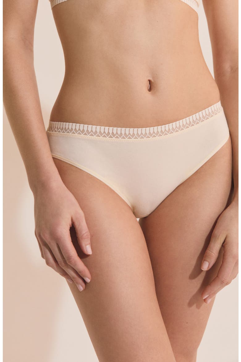 Happily Stretch Cotton High Cut Briefs, Main, color, VANILLA