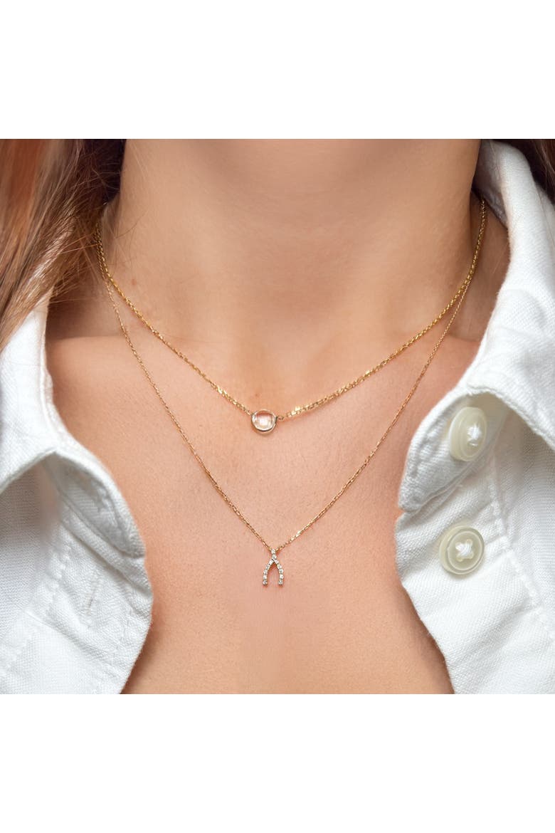 White Topaz Single Bezel Necklace, Alternate, color, White Topaz