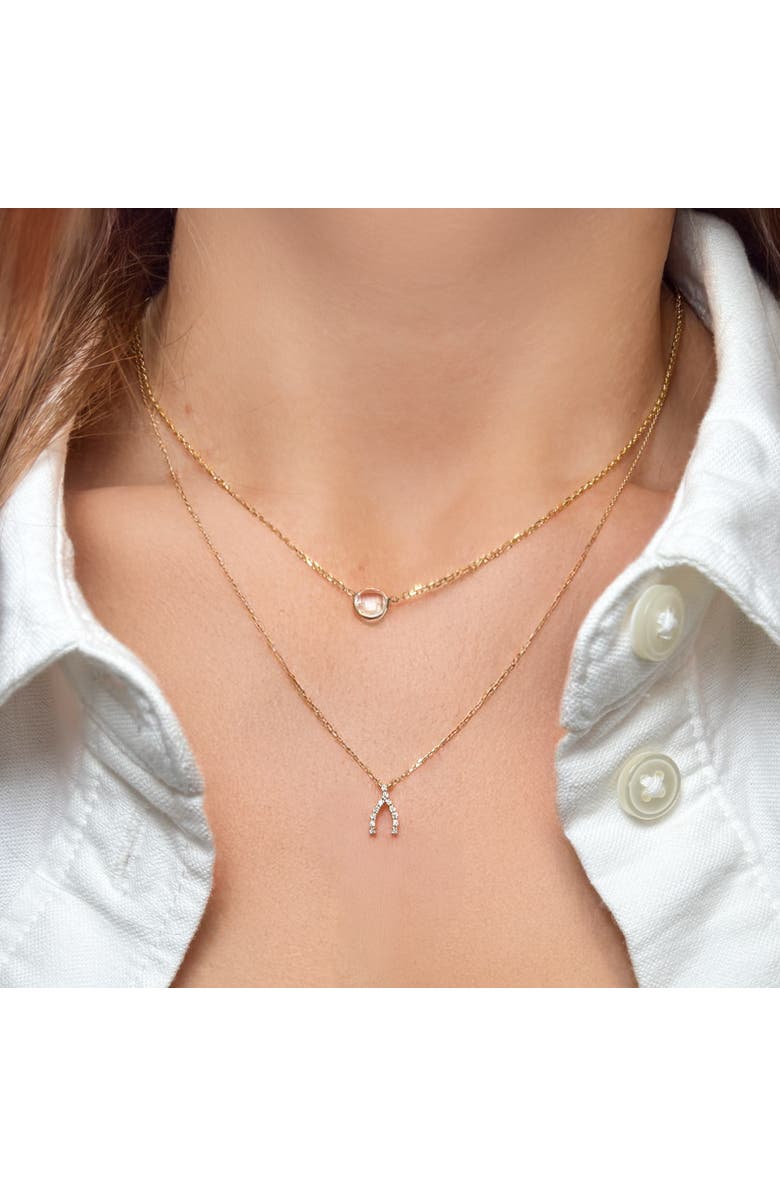 The Lovery Fine Jewelry White Topaz Single Bezel Necklace, Alternate, color, White Topaz