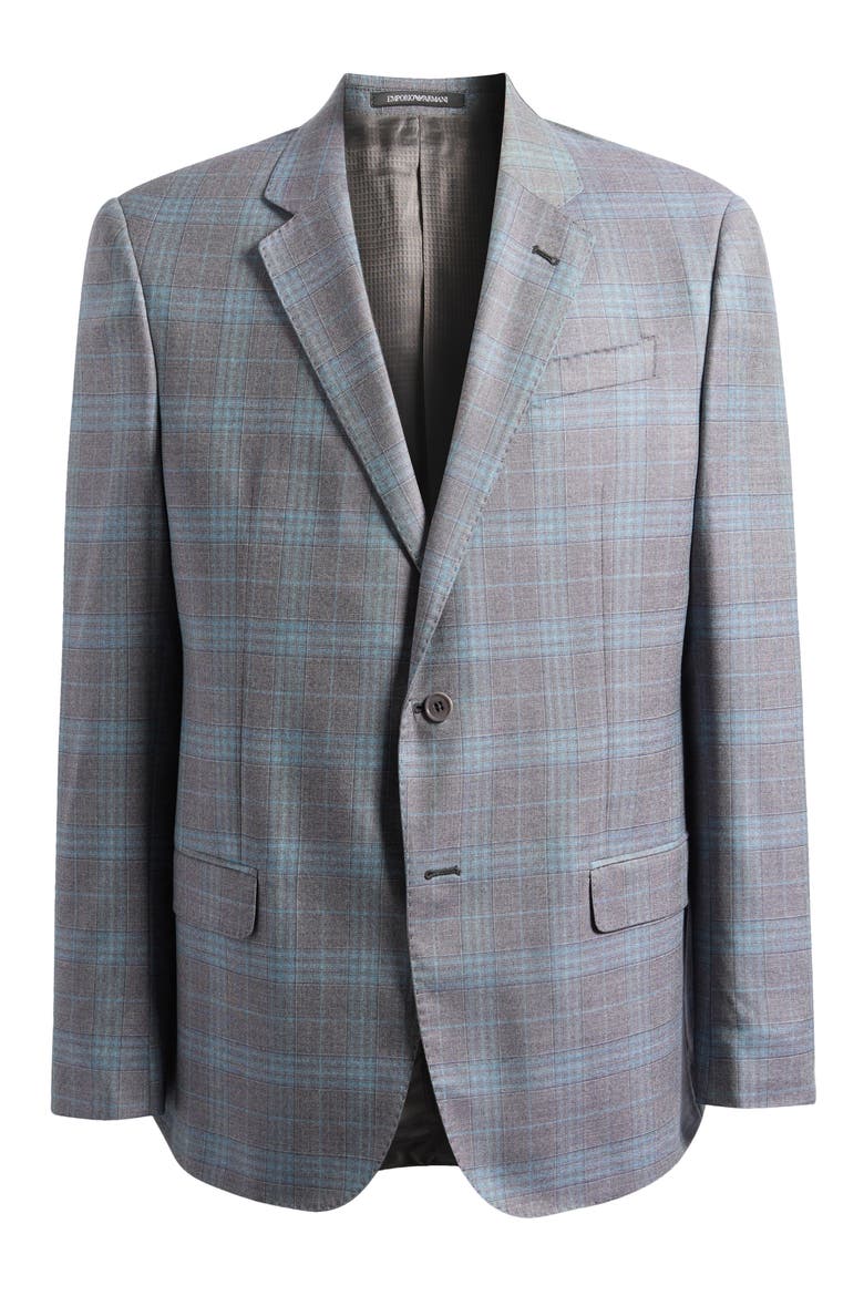 Teal & Charcoal Grey Check Virgin Wool Sport Coat, Main, color, CHARCOAL