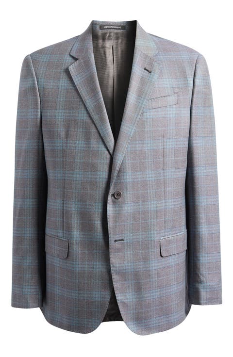 Teal & Charcoal Grey Check Virgin Wool Sport Coat