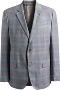 Emporio Armani Teal & Charcoal Grey Check Virgin Wool Sport Coat