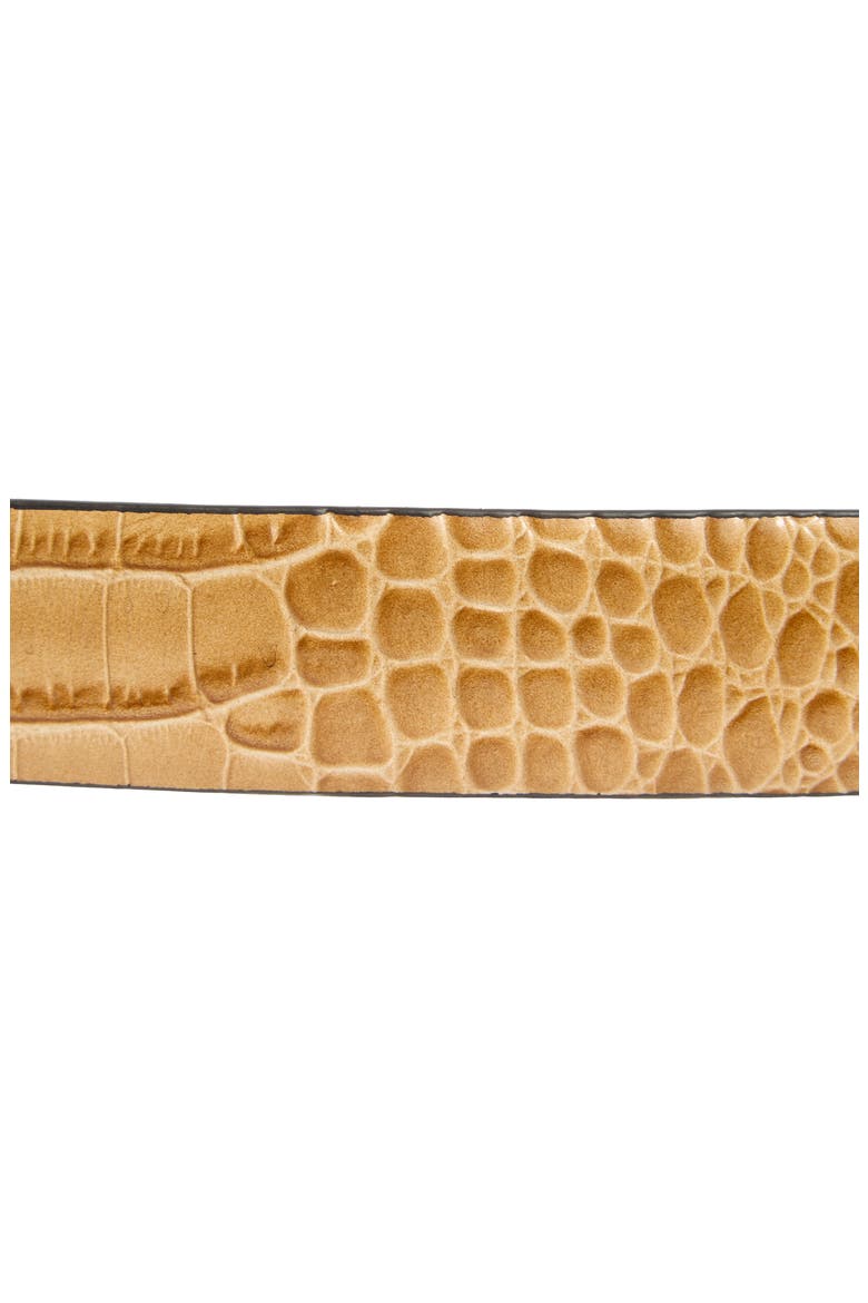 Tana Croc Embossed Leather Belt, Alternate, color, YELLOW GOLD