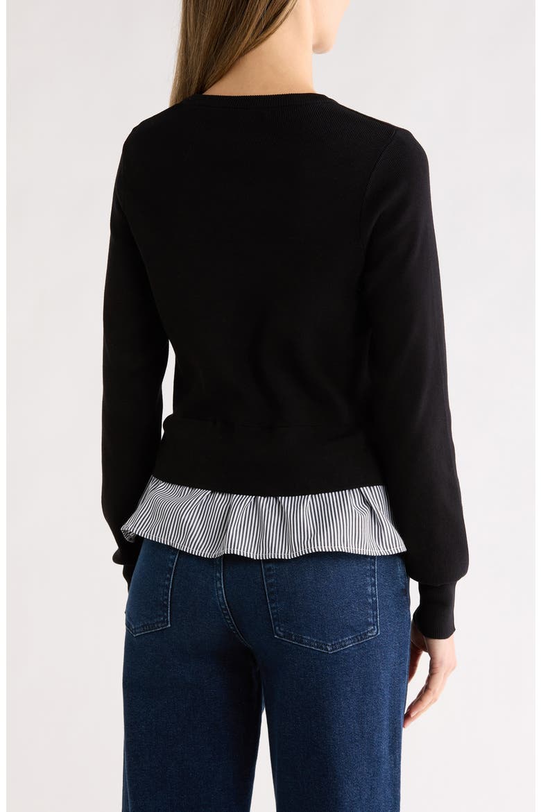 Soutache Bow Twofer Sweater, Alternate, color, VERY BLACK/ BLUE