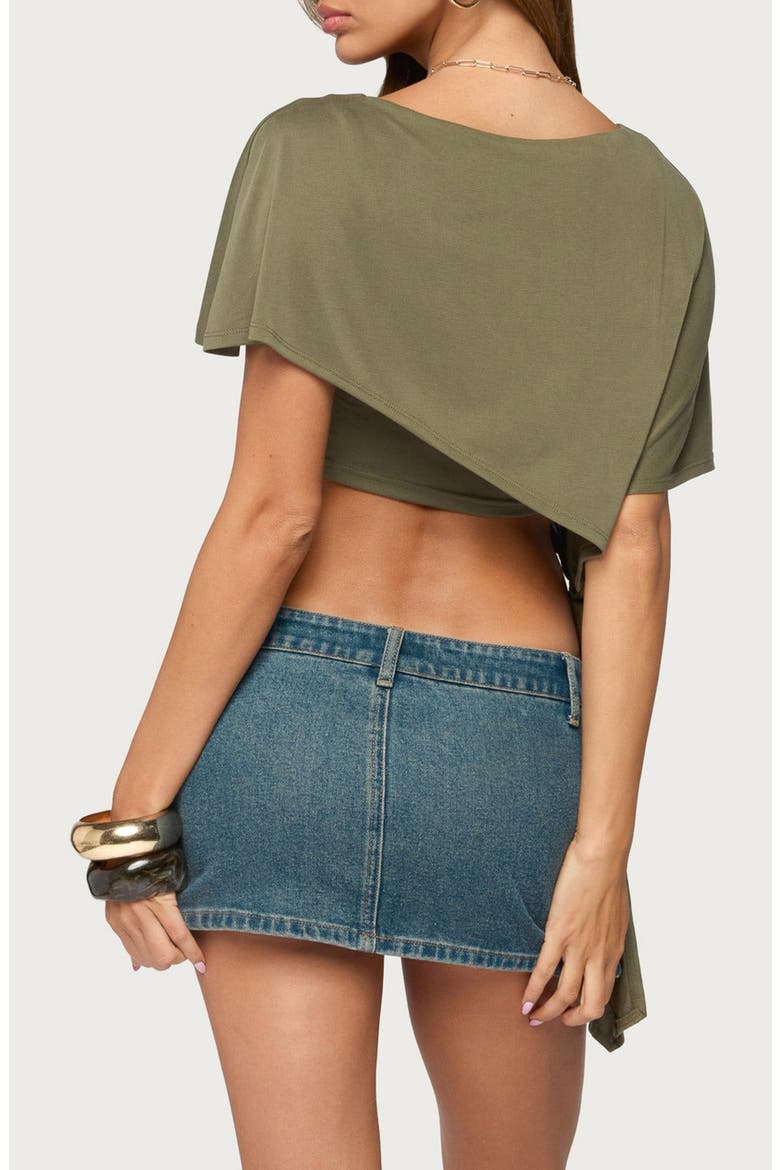 Deia Side Tie Layered Cropped Top, Alternate, color, OLIVE
