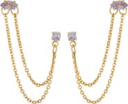 Ettika Double Piercing Chain Drop Earrings