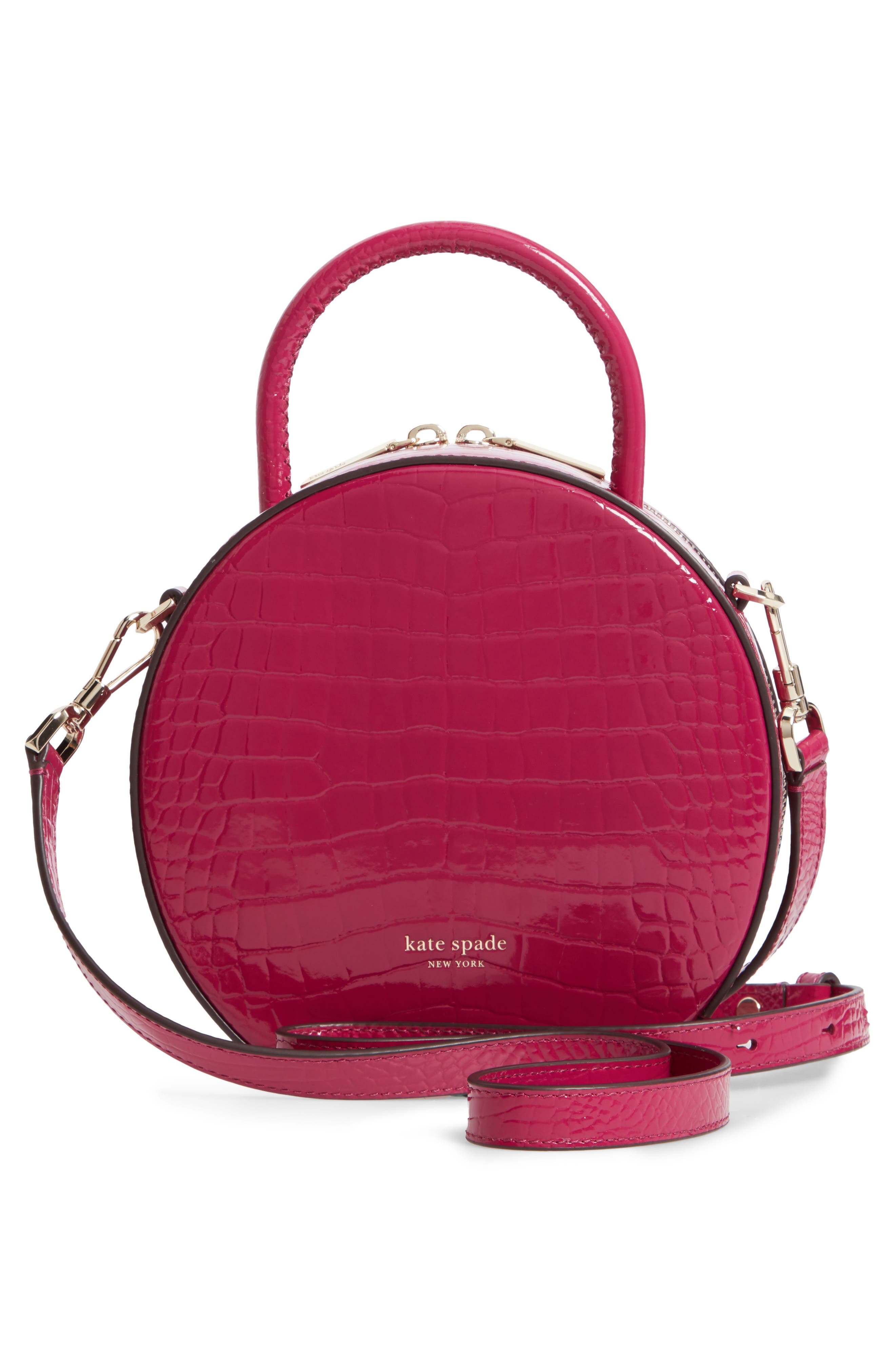 Kate Spade New York andi croc embossed canteen bag, Alternate, color, 